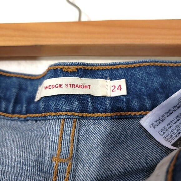 LEVI'S Wedgie Shorts with Cut Off Hem in Love Triangle Blue Rigid Denim 24 - Picture 8 of 10